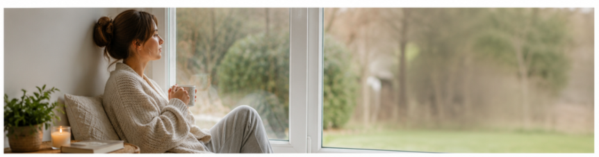 Woman reflecting quietly while feeling emotionally exhausted